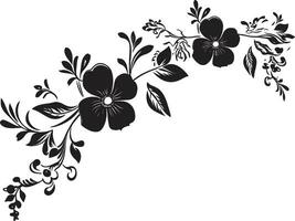 Elegant Floral Embellishment Vector Black Frame Intricate Noir Bloom Framework Black Design Icon