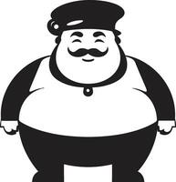 Heavyset Hero Vector Logo Illustrating Obesity Awareness Curvy Crusader Black Vector Logo of a Rotund Gentleman