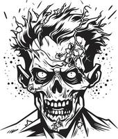 Zombies Insanity Vector Icon Zombies Frenzy Crazy Skull Design