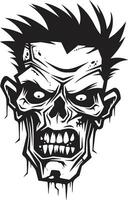 Zombie Craze Crazy Skull Vector Frenzied Undead Icon Vector Design