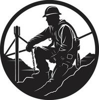 Lineman at Work Vector Design Power Worker Profile Black Icon