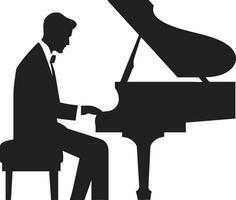 Piano Sonata Virtuoso Black Icon Rhapsodic Player Vector Black Design