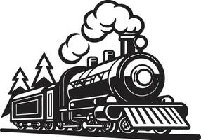 Black Vector Vintage Rails Icon Timeless Railway Adventure Vector Design