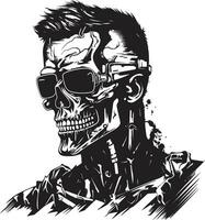 Zombie Cyborg Enhancement Vector Icon Metallic Zombie Conversion Vector Design