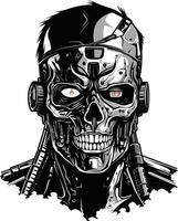 Zombie Cyborg Integration Vector Icon Bionic Zombie Infusion Vector Design