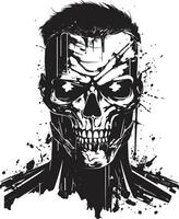 Zombie Cyborg Enhancement Vector Icon Metallic Zombie Conversion Vector Design