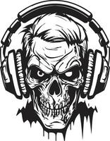 Zombie DJ Composition Stylish Headphone Icon Undead Audio Mix Zombie Headphone Vector