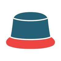 Bucket Hat Glyph Two Color Icon Design vector