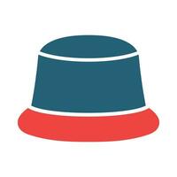 Bucket Hat Glyph Two Color Icon Design vector