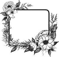 Blossom Embraced Enclosure Vector Design Sophisticated Petal Pattern Black Vector