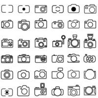 Camera icon vector set. Photo illustration sign collection. Photo studio symbol or logo.