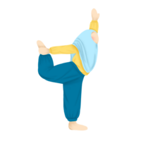 Doing yoga cartoon illustration on png transparant background