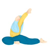 Doing yoga cartoon illustration on png transparant background