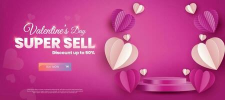 Valentines day sale poster with Blue hearts background vector