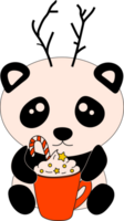 Panda with decoration christmas. Illustration of the Kawaii. png