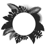 Silhouette Round Tropical Leaves, Suitable For Nature Concept, Summer and Holiday, Vector Illustration