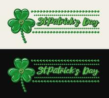 Horizontal St Patricks Day label with clover beads vector