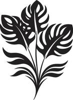 negro vector tropical floración icono lozano floral refugio vector diseño