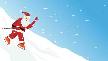 Illustration vector santa claus ski. background. copy space