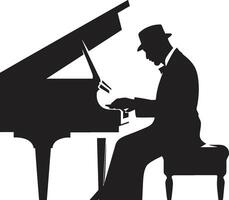 musical arte negro vector icono elegante pianista vector diseño