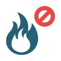 No Fire Glyph Two Color Icon Design vector