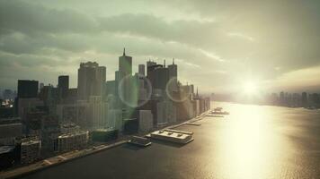 Aerial view of city skyscrapers photo