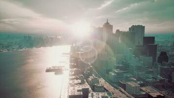 Aerial view of city skyscrapers photo