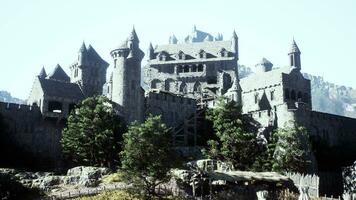 Aerial view of medieval castle with inner and outer courtyard photo