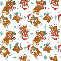 Gingerbread Man and other traditional christmas cookies. Seamless pattern on a white background. Vector