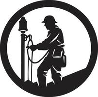 Electricity Technician Black Icon Utility Man Vector Black Design