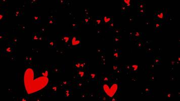 Abstract loop red hearts falling down animation background video