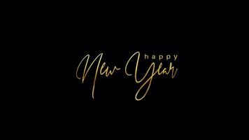 Happy new year gold text glitch cyber punk effect video