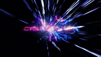 Cyber Security glow neon pink text light motion effect video