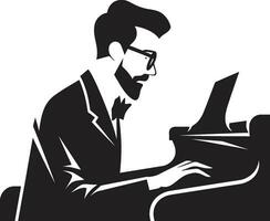 piano virtuoso negro vector icono melódico maestro vector diseño