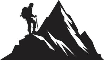 Outdoor Enthusiast Black Icon Mountain Trailblazer Vector Black Design