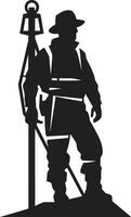 Electrical Engineer at Work Vector Design Power Technician Silhouette Black Icon