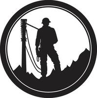 Black Vector Lineman at Work Icon Electrical Engineer Profile Vector Design