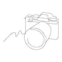 Camera Continuous single line vector art drawing and illustration