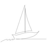 Sea Sailboat Continuous one line vector art drawing and illustration