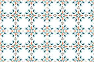 Scandinavian Style Tile. Ethnic Vector Seamless Floral Pattern. Abstract Square Swatch for Interior Decoration