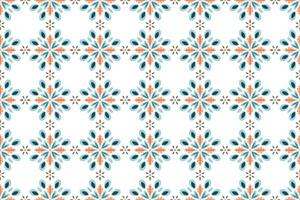 Scandinavian Style Tile. Ethnic Vector Seamless Floral Pattern. Abstract Square Swatch for Interior Decoration