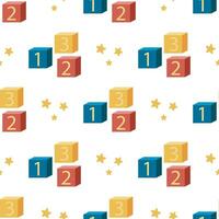 Baby game cubes with numbers seamless pattern vector