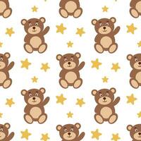 Teddy bear waves its paw seamless pattern vector