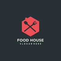 Food house logo design with cutlery concept vector