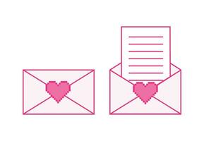 Pink envelope icons with hearts. Vector illustration