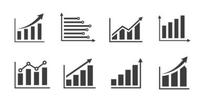 Growing graph icon set. Set of growing bar graph. Business chart with arrow. Growths chart collection vector. vector