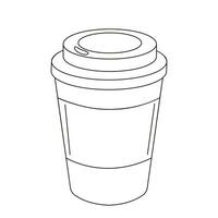 Paper Coffee Cup in outline, sketch style. Vector illustration isolated on a white background.