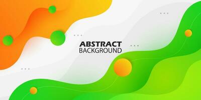 Orange and green geometric business banner design. Creative banner design with wave shapes and lines on bright background for template. Simple horizontal banner. Eps10 vector