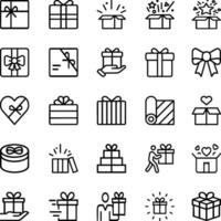 Simple Set of Gifts Related Vector Line Icons. Contains such Icons as Gift Card, Present Offer, Ribbon and more. Editable Stroke