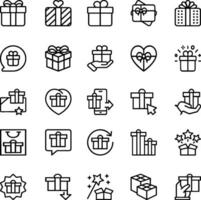 Simple Set of Gifts Related Vector Line Icons. Contains such Icons as Gift Card, Present Offer, Ribbon and more. Editable Stroke